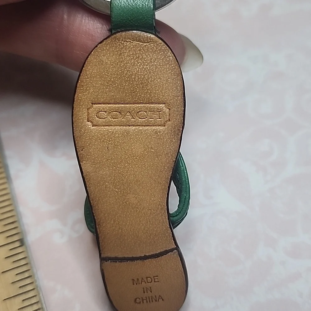 Coach Green and Brown Flip Flop Keychain - Picture 2 of 3